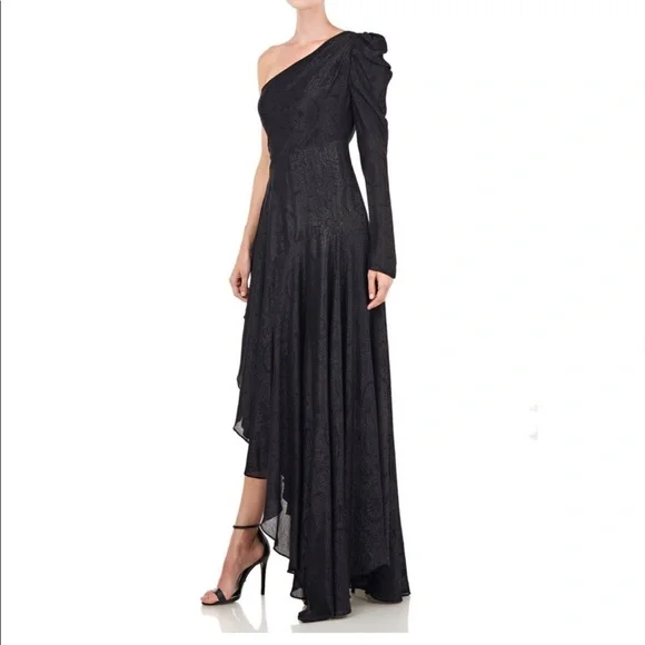 Amur Women's Esmerelda Shimmer Asymmetric Dress - Black - Size 0